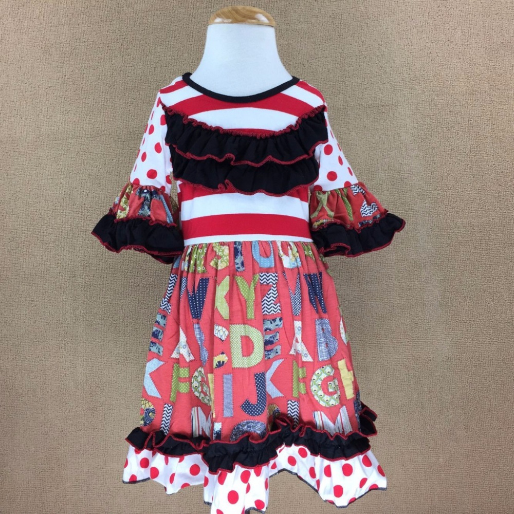 Boutique ABC Alphabet Short Sleeve Ruffle Dress